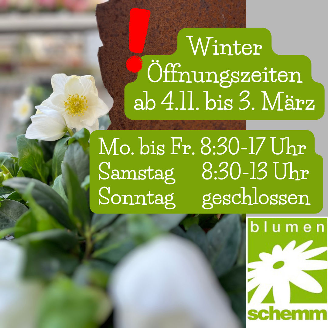 Winteröffnungszeiten vom 4.11. bis 3. März