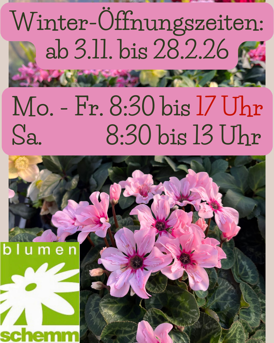 Winter-Öffungszeiten
